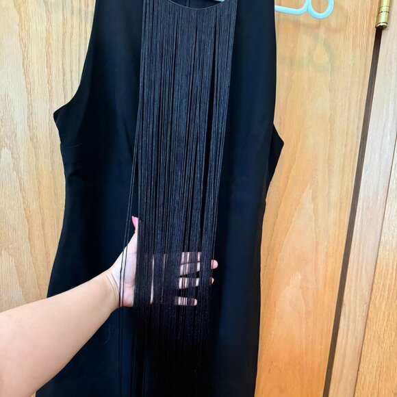 EUC Dynamite Fringe Black Knee-Length Dress - Picture 2 of 4